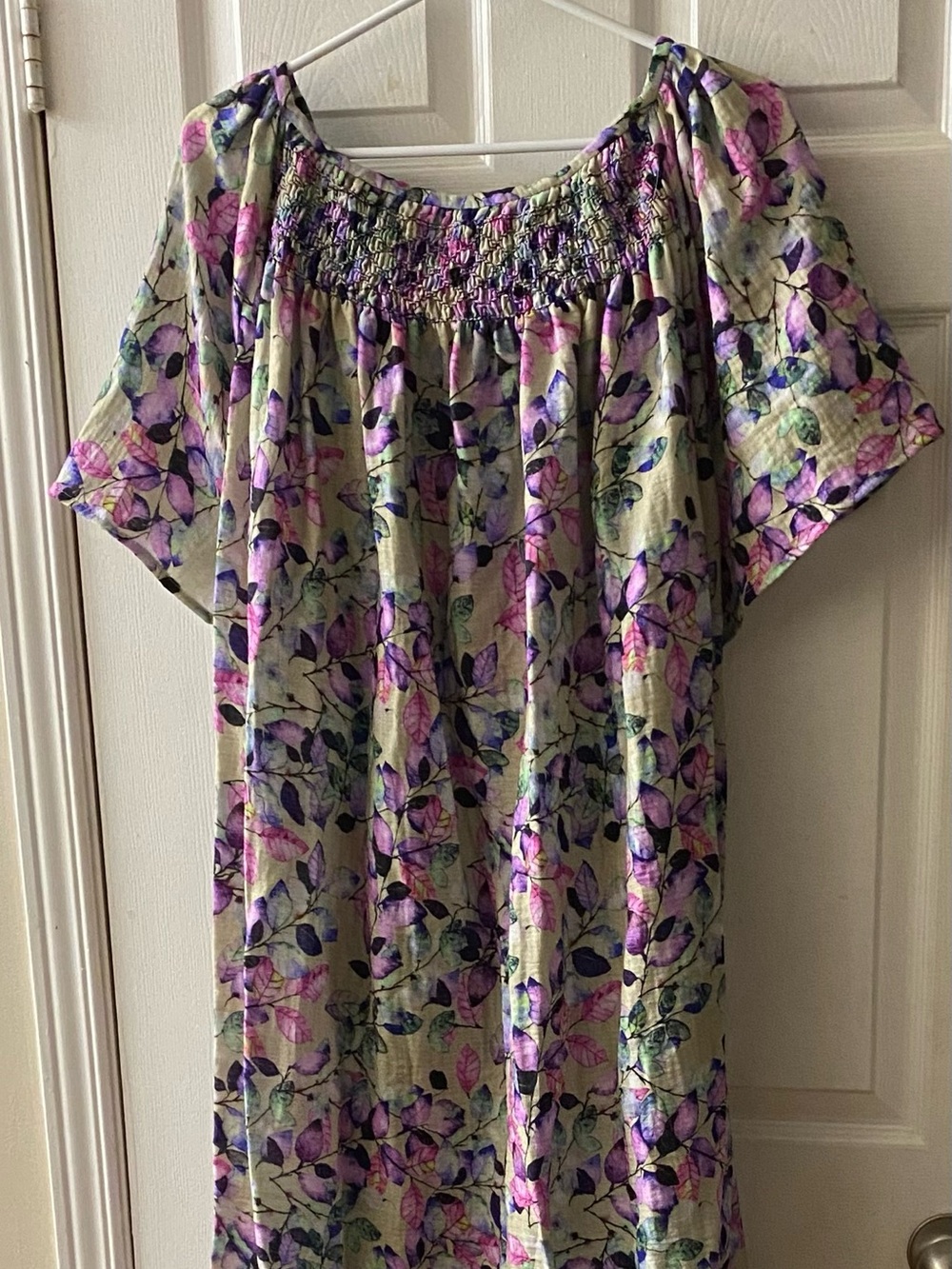 Floral Smocked Cotton Gauze Gown - Tall - Picture 1 of 5